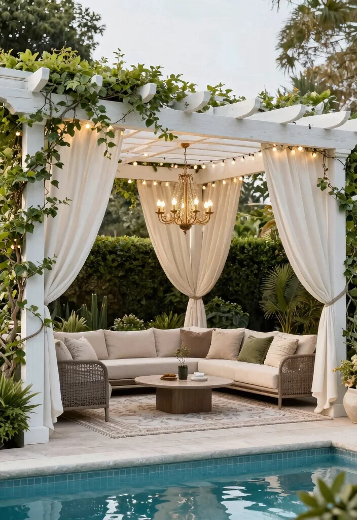 8 Luxurious Pool Gazebo Ideas for a Resort-Style Feel 24 8 Luxurious Pool Gazebo Ideas for a Resort Style Feel 4. Elegant Pergola Gazebo 0