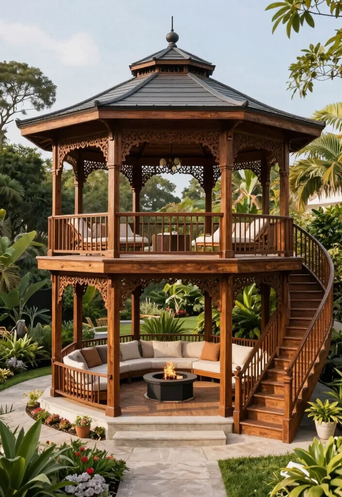 8 Luxurious Pool Gazebo Ideas for a Resort-Style Feel 37 8 Luxurious Pool Gazebo Ideas for a Resort Style Feel 7. Grandiose Multi Story Gazebo 0