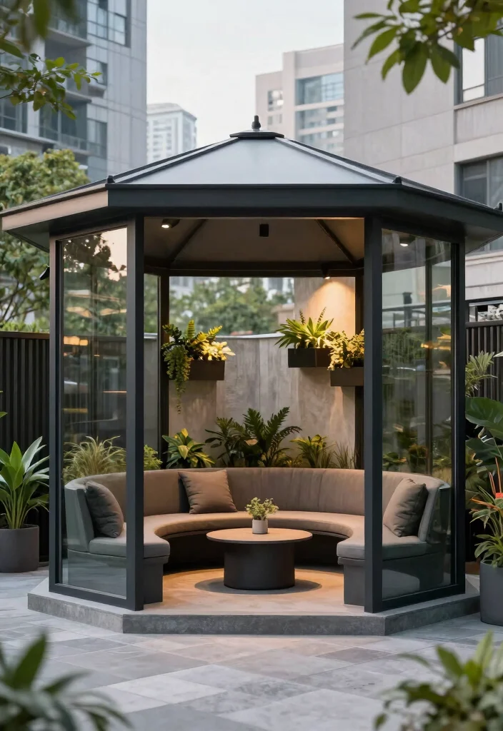 8 Luxurious Pool Gazebo Ideas for a Resort-Style Feel 48 8 Luxurious Pool Gazebo Ideas for a Resort Style Feel 8. Chic Urban Gazebo 0