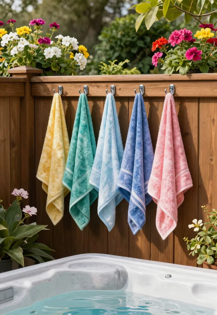 8 Neat Hot Tub Towel Storage Ideas to Stay Dry 5. Towel Hooks for Instant Access 0