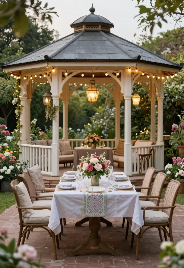 8 Peaceful Screened In Gazebo Ideas for Relaxation 48 8 Peaceful Screened In Gazebo Ideas for Relaxation 8. Garden Party Retreat 0