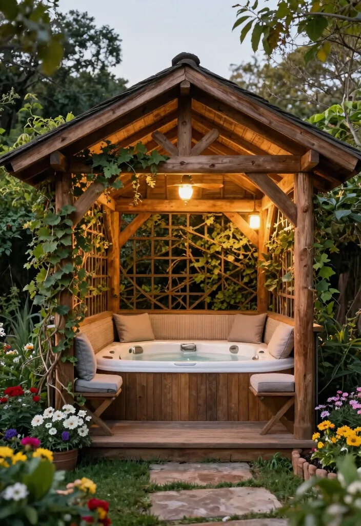 8 Protective Covered Hot Tub Ideas to Stay Dry & Warm 2 8 Protective Covered Hot Tub Ideas to Stay Dry Warm 2. Rustic Wooden Gazebo 0