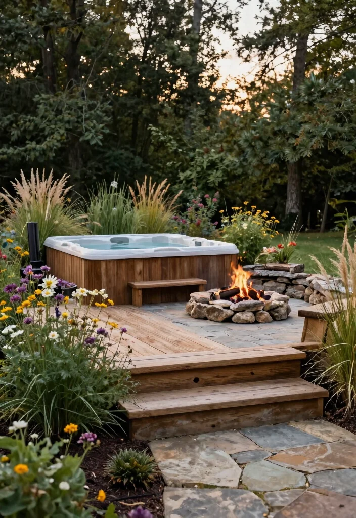 8 Stunning Hot Tub Ideas for Backyard Deck Combinations 3. Rustic Stone and Wood Combination Hot Tub Deck 0