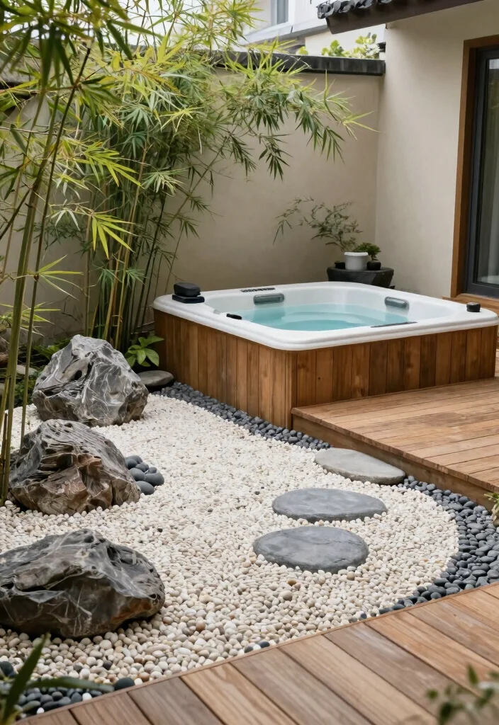 8 Stunning Hot Tub Ideas for Backyard Deck Combinations 4. Zen Garden Hot Tub Retreat 0
