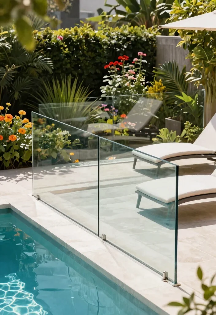 8 Stylish Pool Deck Railing Ideas Safety Meets Beauty 3. Glass Railings for an Open Feel 0