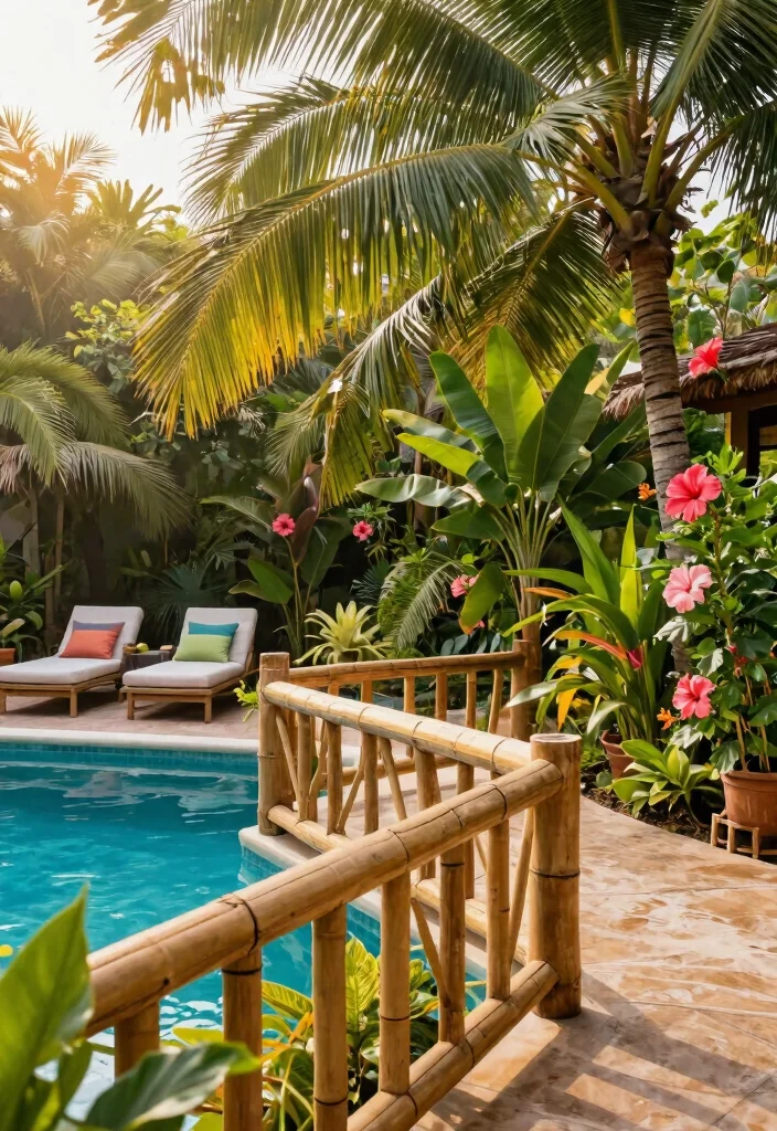 8 Stylish Pool Deck Railing Ideas Safety Meets Beauty 4. Bamboo Railings for a Tropical Vibe 0