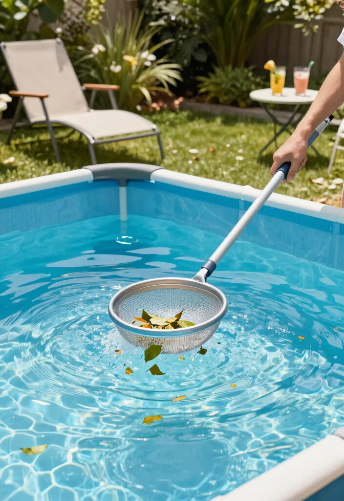 8 Time Saving Above Ground Pool Cleaning Hacks Crystal Water 1. Skim with a DIY Pool Skimmer 0