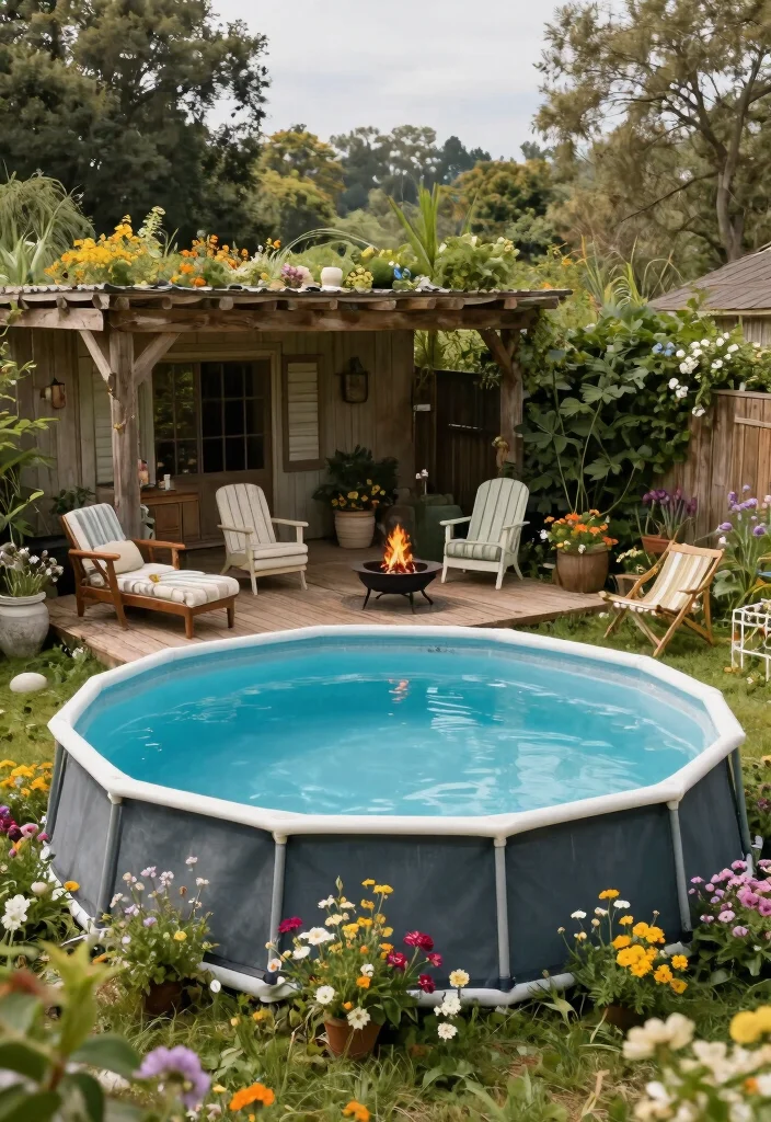 8 Unique Above Ground Oval Pool Ideas for Better Layouts 2. Rustic Farmhouse Charm 0