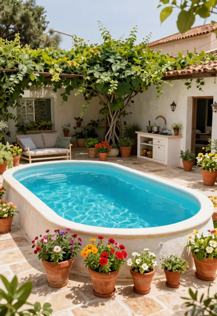 8 Unique Above Ground Oval Pool Ideas for Better Layouts 4. Mediterranean Escape 0