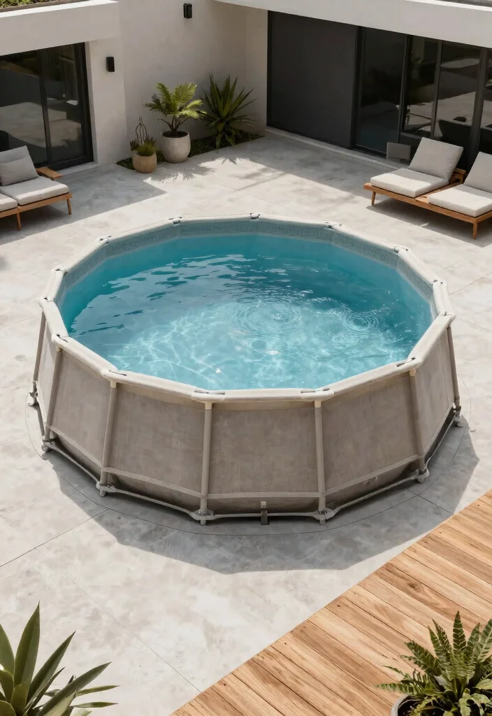 8 Unique Above Ground Oval Pool Ideas for Better Layouts 5. Modern Minimalist Approach 0