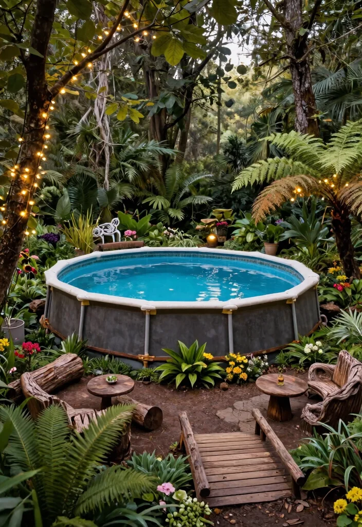 8 Unique Above Ground Oval Pool Ideas for Better Layouts 6. Enchanted Woodland Sanctuary 0