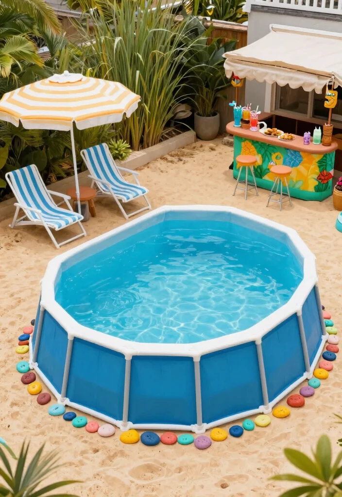 8 Unique Above Ground Oval Pool Ideas for Better Layouts 7. Coastal Beach Vibes 0