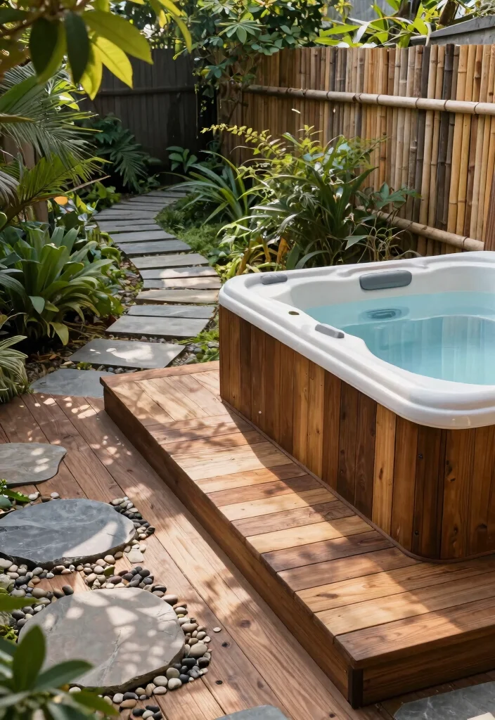 9 Aesthetic Hot Tub Decorating Ideas for a Zen Vibe 1 9 Aesthetic Hot Tub Decorating Ideas for a Zen Vibe 1. Embrace Natural Materials 0