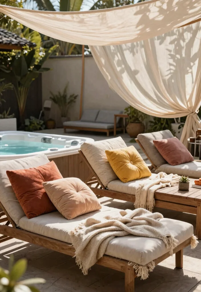 9 Aesthetic Hot Tub Decorating Ideas for a Zen Vibe 48 9 Aesthetic Hot Tub Decorating Ideas for a Zen Vibe 8. Utilize Soft Textiles 0