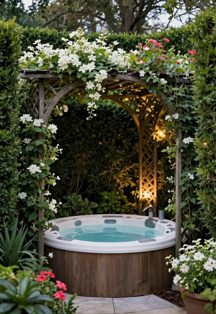 9 Aesthetic Hot Tub Decorating Ideas for a Zen Vibe 49 9 Aesthetic Hot Tub Decorating Ideas for a Zen Vibe 9. Create Natural Privacy 0