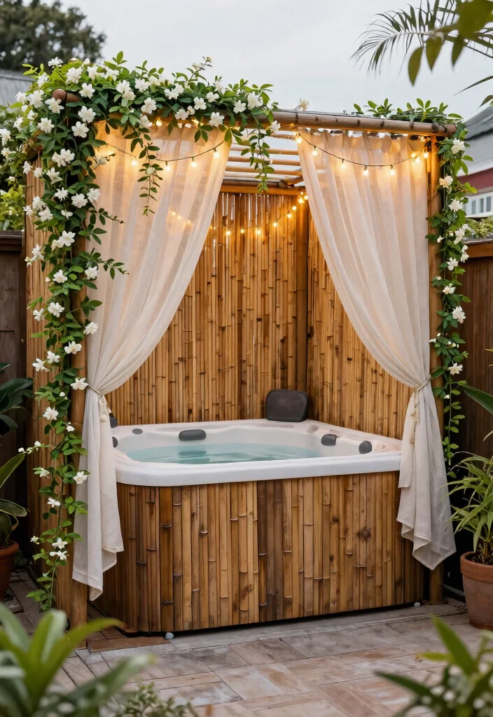 9 Affordable Hot Tub Patio Ideas On a Budget 2. DIY Privacy Screen 0