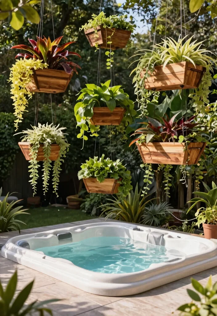 9 Affordable Hot Tub Patio Ideas On a Budget 5. Floating Planters 0