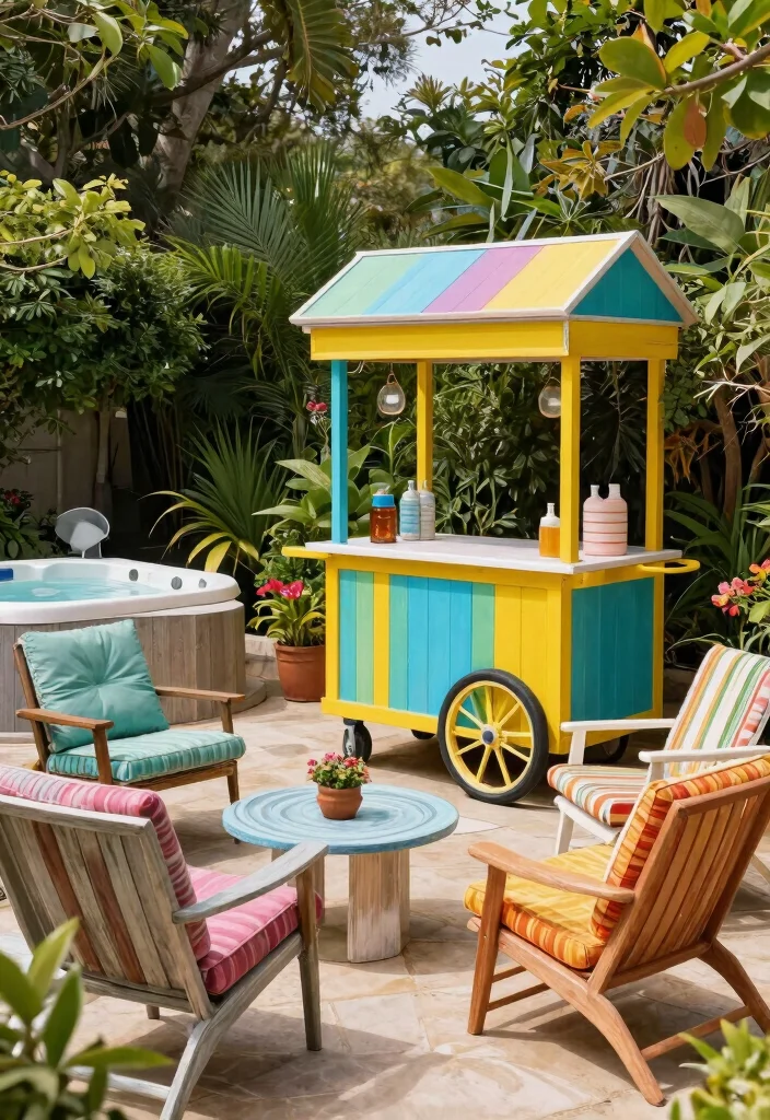 9 Affordable Hot Tub Patio Ideas On a Budget 6. Upcycled Furniture 0