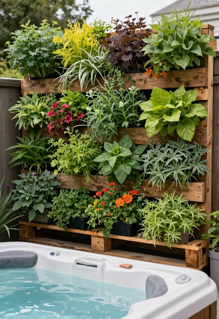 9 Affordable Hot Tub Patio Ideas On a Budget 7. Vertical Garden Wall 0