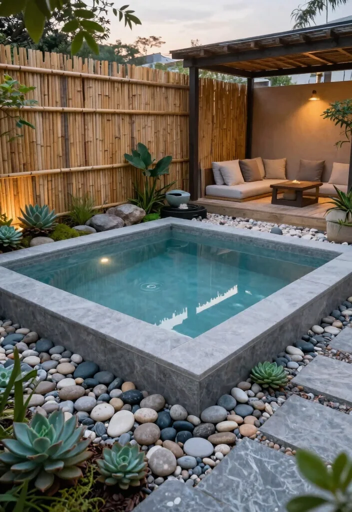 9 Best Rectangle Above Ground Pool Ideas for Modern Homes 1. Zen Garden Pool Retreat 0