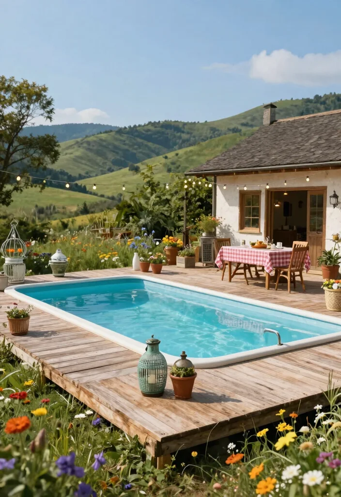 9 Best Rectangle Above Ground Pool Ideas for Modern Homes 4. Rustic Farmhouse Charm 0