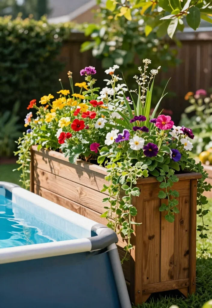 9 Cheap Above Ground Pool Deck Ideas That Look Expensive 56 9 Cheap Above Ground Pool Deck Ideas That Look Expensive 6. Vertical Planters 0