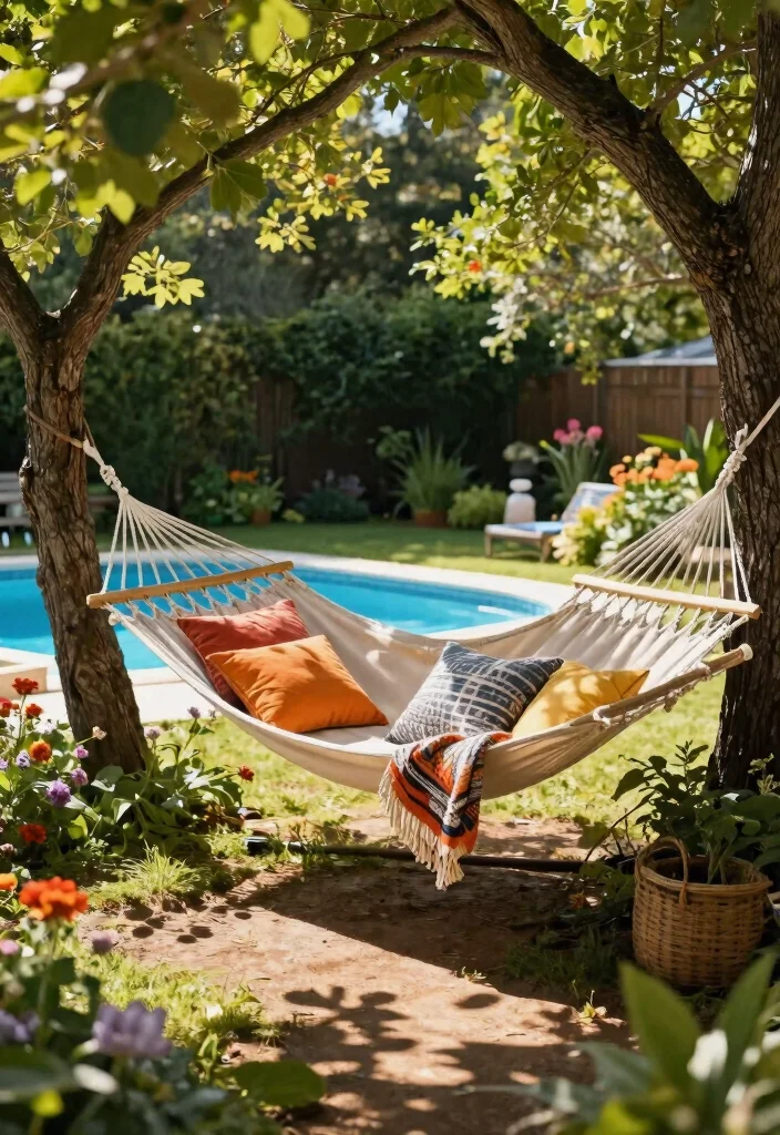 9 Cheap Above Ground Pool Deck Ideas That Look Expensive 58 9 Cheap Above Ground Pool Deck Ideas That Look Expensive 8. Relaxing Hammock Nook 0