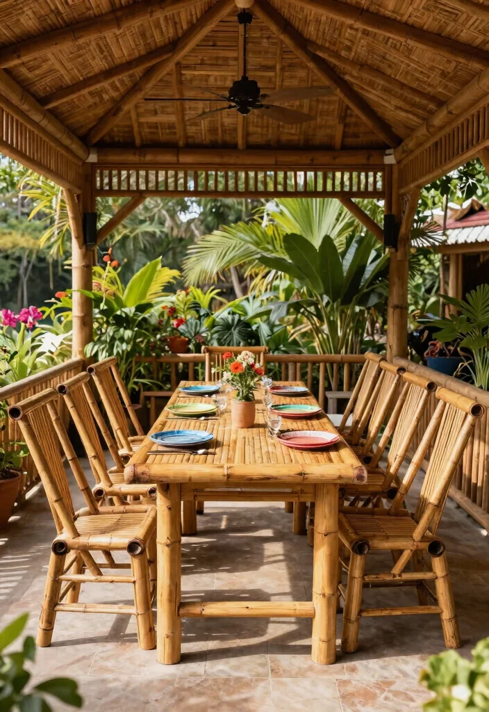 9 Comfortable Gazebo Furniture Ideas for All-Day Lounging 24 9 Comfortable Gazebo Furniture Ideas for All Day Lounging 4. Sustainable Bamboo Furniture 0