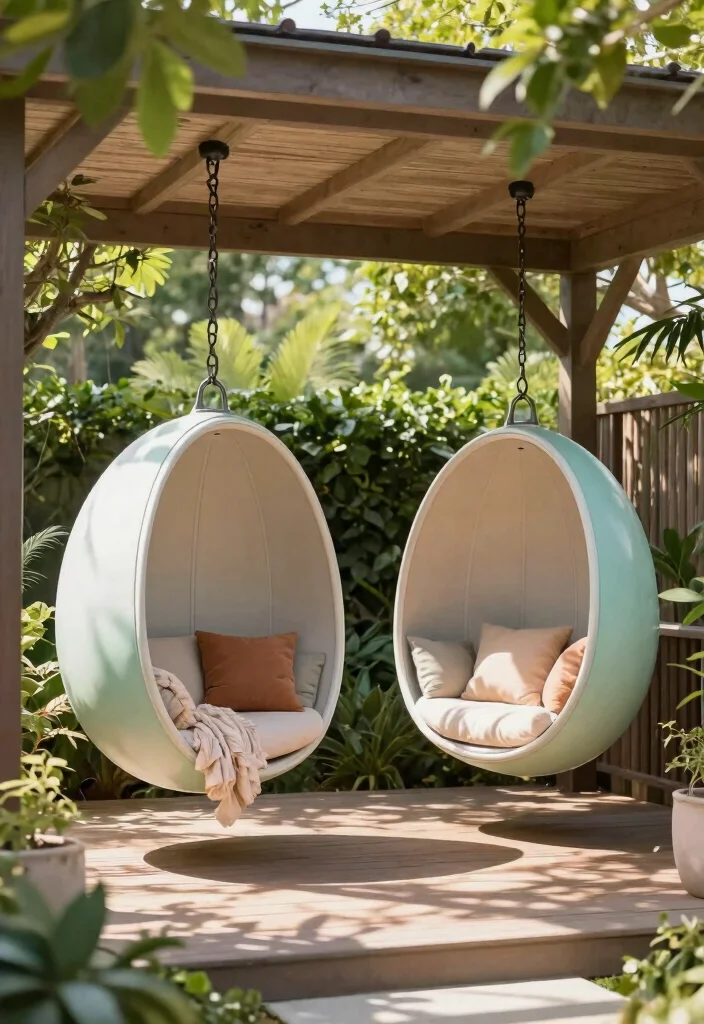 9 Comfortable Gazebo Furniture Ideas for All-Day Lounging 26 9 Comfortable Gazebo Furniture Ideas for All Day Lounging 6. Hanging Pod Seats 0