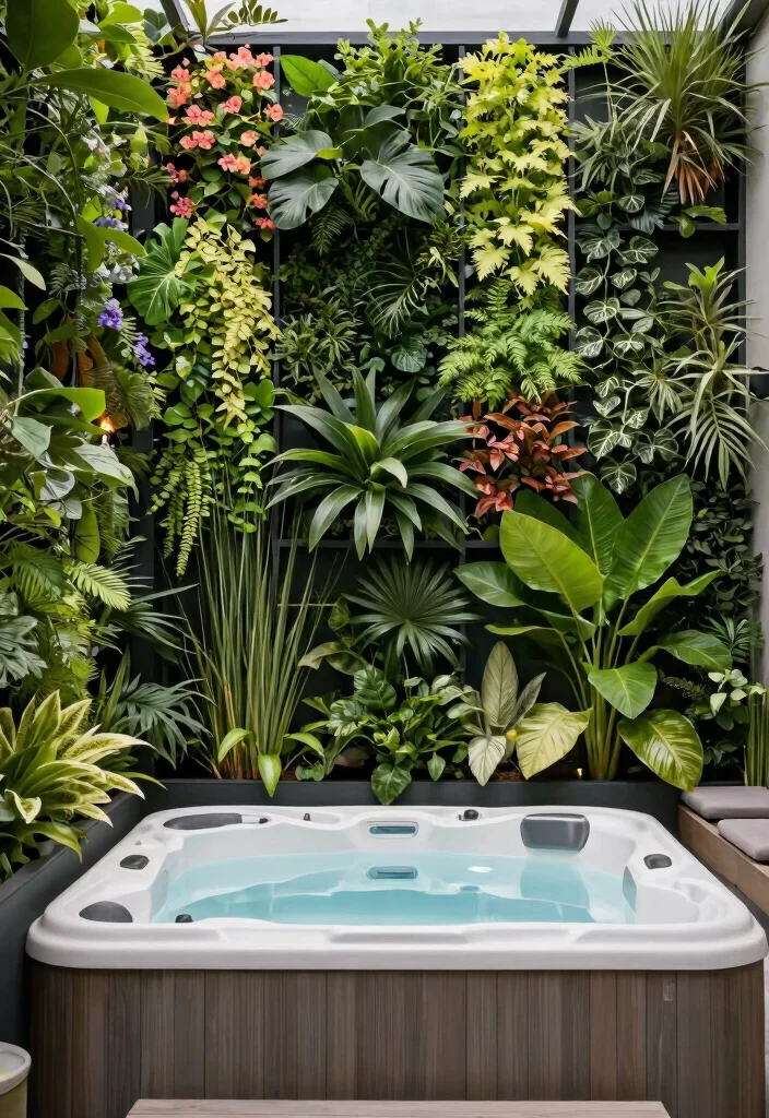 9 Contemporary Hot Tub Enclosure Ideas for Ultimate Backyard Privacy 4. Biophilic Green Walls 0