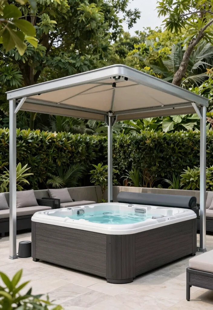 9 Contemporary Hot Tub Enclosure Ideas for Ultimate Backyard Privacy 5. Retractable Canopy Structures 0