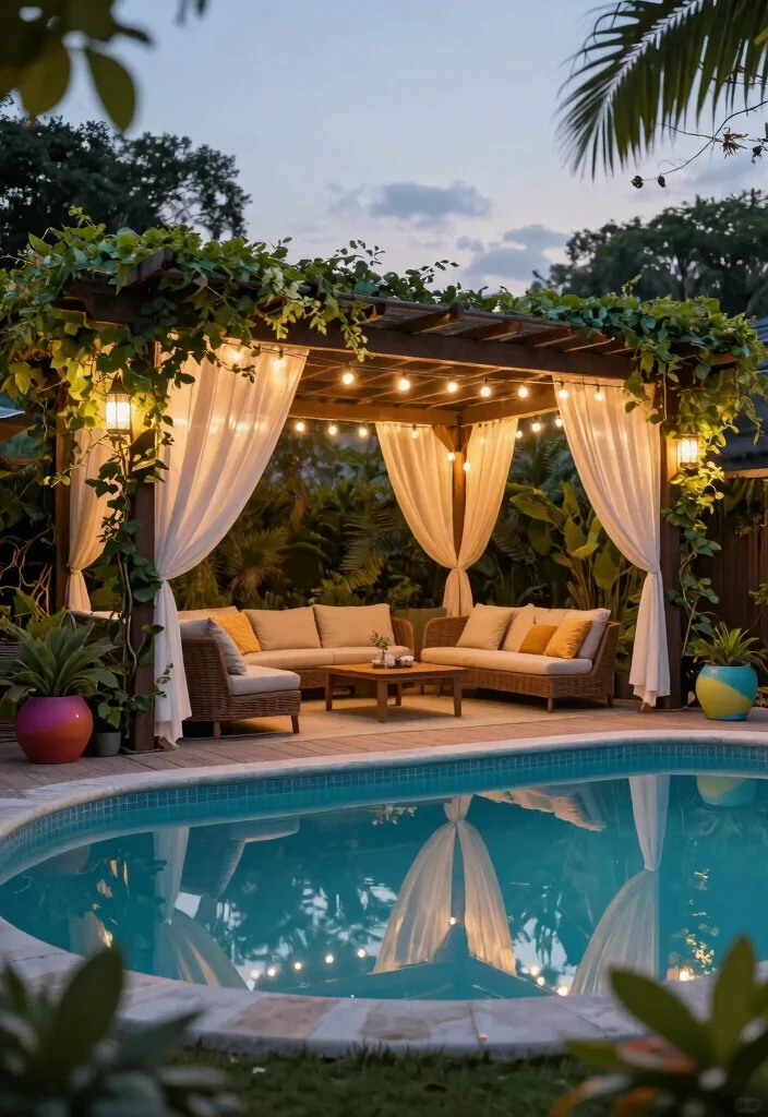 9 Elegant Oval Pool Deck Ideas Above Ground for Superior Style 3. Elegant Pergola Retreat 0