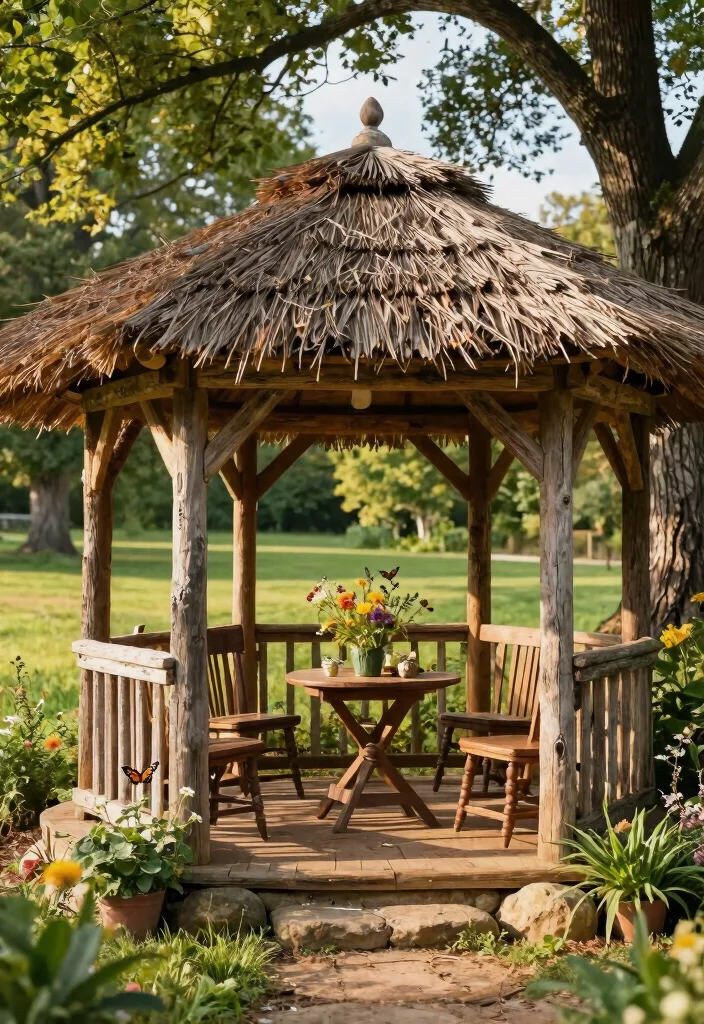9 Enchanting Garden Gazebo Ideas Surrounded by Nature 1. Rustic Charm with Reclaimed Wood 0