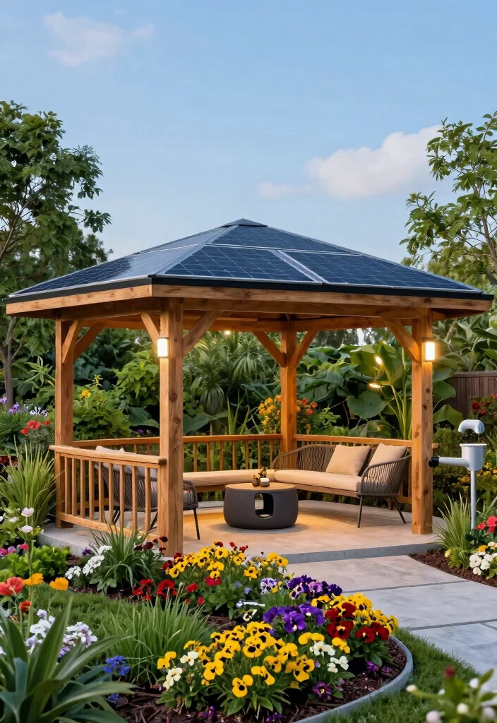 9 Enchanting Garden Gazebo Ideas Surrounded by Nature 4. Eco Friendly Solar Powered Gazebo 0
