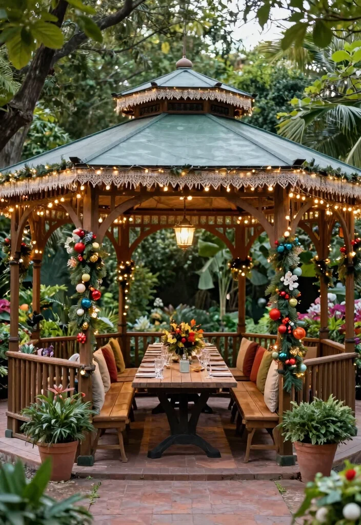 9 Enchanting Garden Gazebo Ideas Surrounded by Nature 9. Seasonal Celebration Gazebo 0