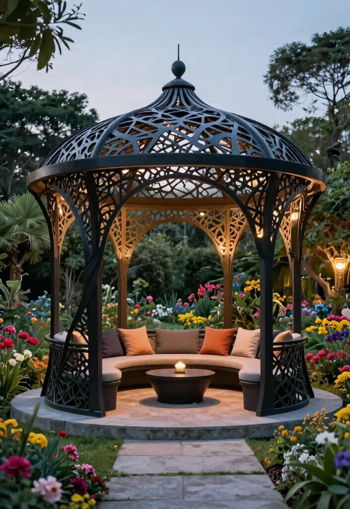 9 Heavy-Duty Metal Gazebo Ideas for Modern Backyards 35 9 Heavy Duty Metal Gazebo Ideas for Modern Backyards 5. Artistic Sculptural Gazebo 0