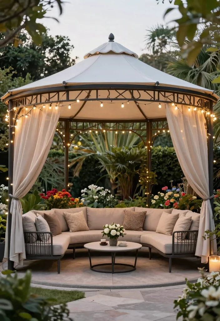 9 Heavy-Duty Metal Gazebo Ideas for Modern Backyards 47 9 Heavy Duty Metal Gazebo Ideas for Modern Backyards 7. Luxury Canopy Metal Gazebo 0