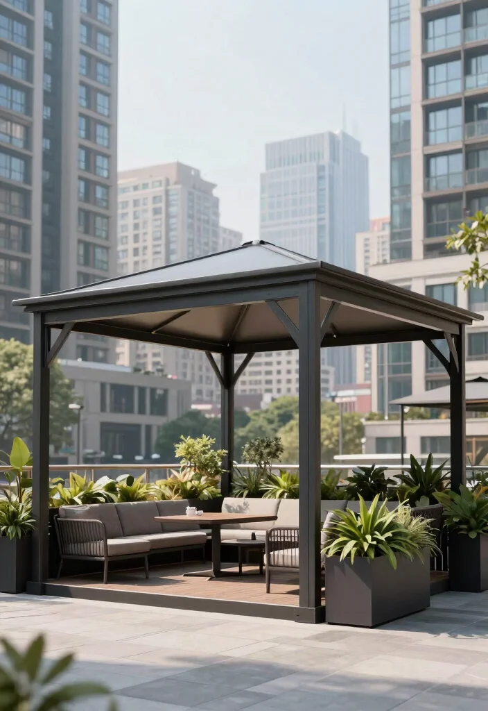 9 Heavy-Duty Metal Gazebo Ideas for Modern Backyards 59 9 Heavy Duty Metal Gazebo Ideas for Modern Backyards 9. Urban Chic Metal Gazebo 0