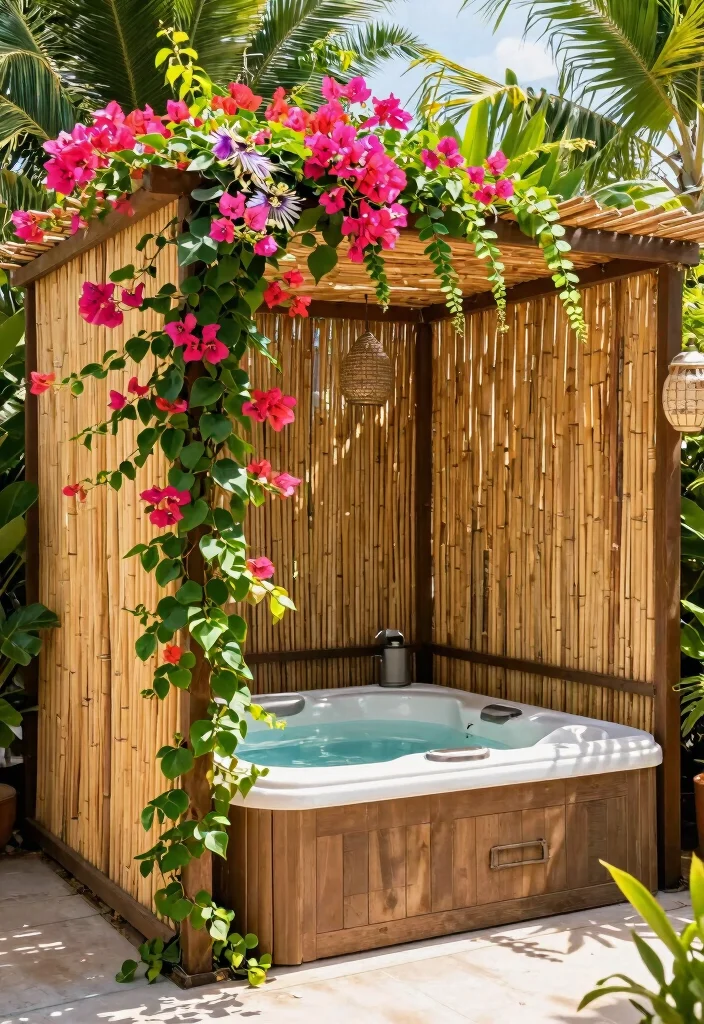 9 Lush Hot Tub Landscaping Ideas for a Tropical Feel 24 9 Lush Hot Tub Landscaping Ideas for a Tropical Feel 4. Exotic Privacy Screens 0