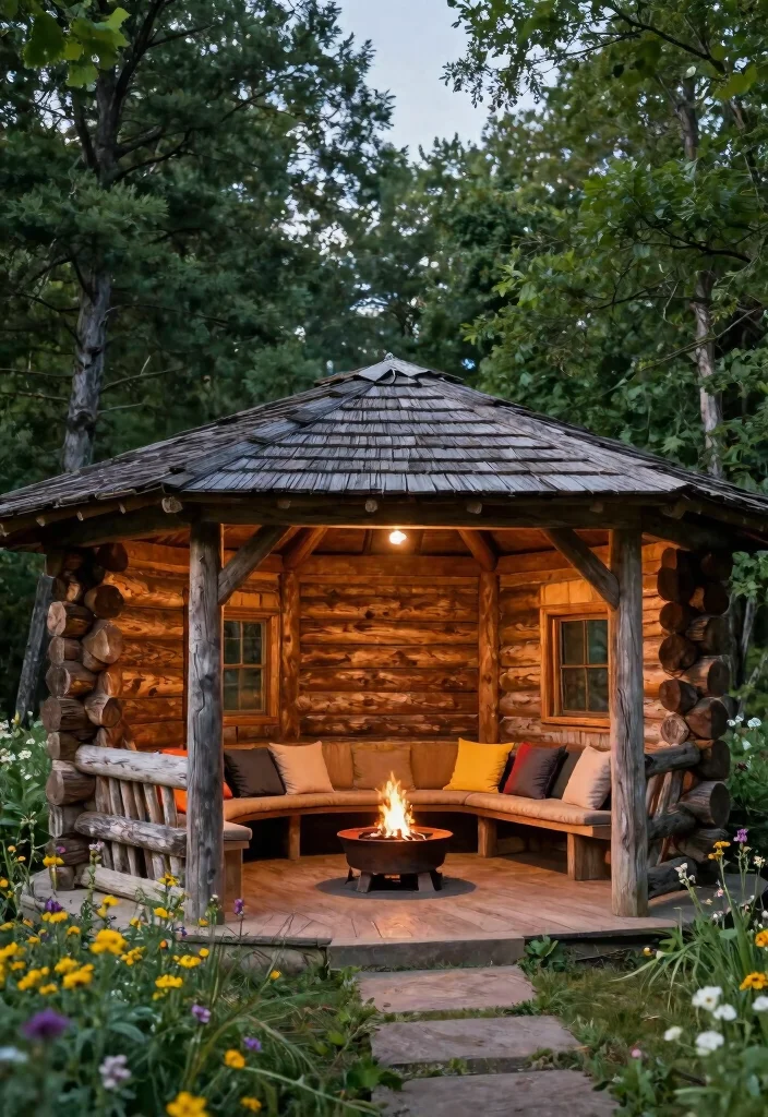9 Rugged Outdoor Gazebo Ideas for Year Round Comfort 1. Rustic Log Cabin Gazebo 0