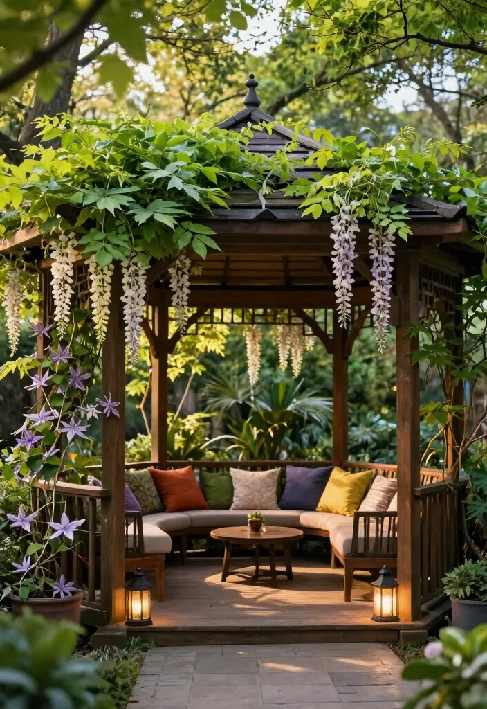 9 Stylish Gazebo Privacy Ideas to Hide from Neighbors 8. Pergolas with Climbing Plants 0