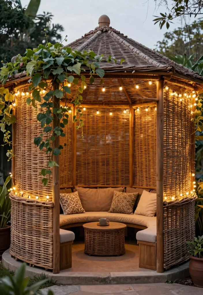 9 Stylish Gazebo Privacy Ideas to Hide from Neighbors 9. Woven Privacy Screens 0