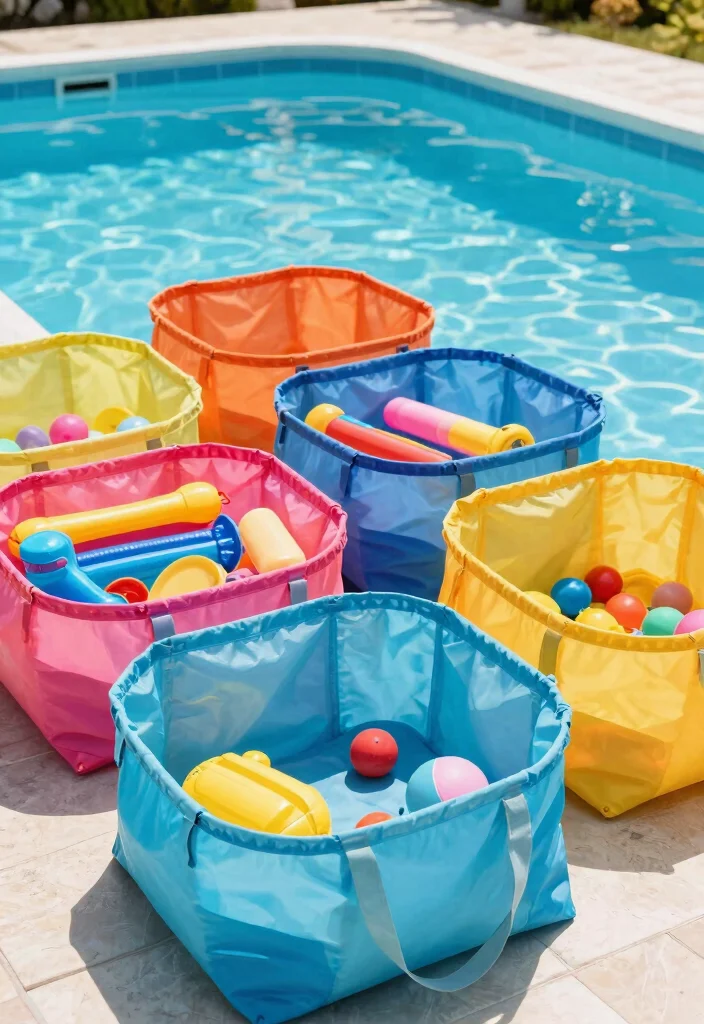 9 Tidy Above Ground Pool Storage Ideas for Floating Toys 8. Floating Toy Totes 0