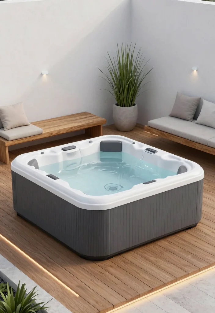 9 Versatile Portable Hot Tub Ideas for Every Yard 3. Modern Minimalist 0