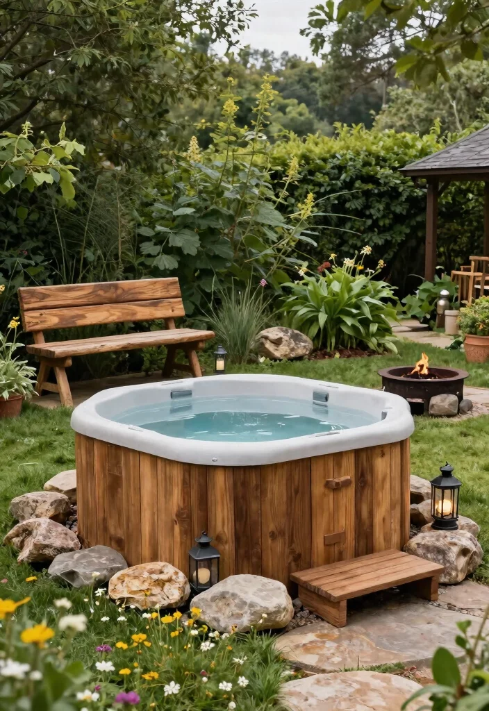 9 Versatile Portable Hot Tub Ideas for Every Yard 4. Rustic Retreat 0