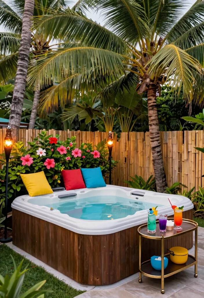 9 Versatile Portable Hot Tub Ideas for Every Yard 5. Tropical Paradise 0