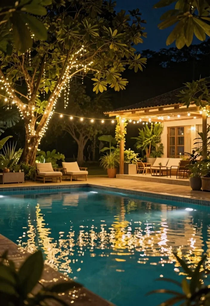 Cheap Above Ground Pool Ideas on a Budget: Landscaping Secrets 47 Cheap Above Ground Pool Ideas on a Budget Landscaping Secrets 7. Hang String Lights 0