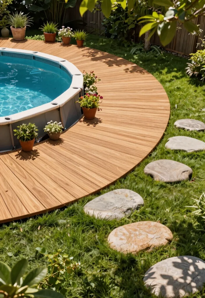 Cozy Above Ground Pool Patio Ideas for Ultimate Relaxation 1 Cozy Above Ground Pool Patio Ideas for Ultimate Relaxation 1. Eco Friendly Decking for a Natural Feel 0