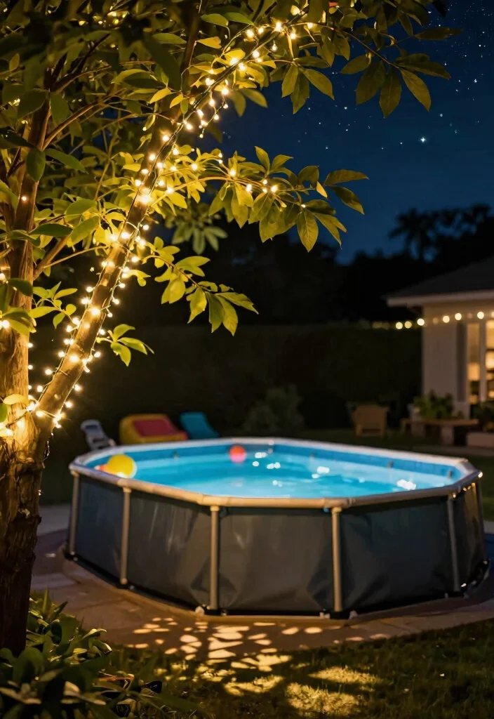 Magical Above Ground Pool Lighting Ideas for Night Swims 1. Twinkling Fairy Lights 0