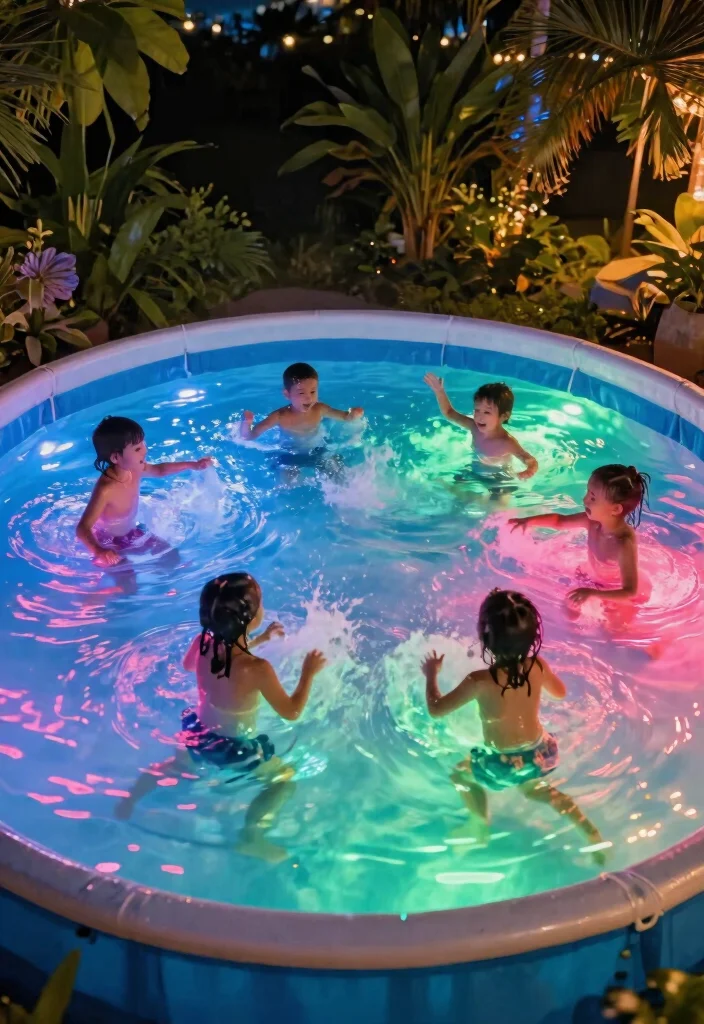 Magical Above Ground Pool Lighting Ideas for Night Swims 2. Colorful LED Pool Lights 0